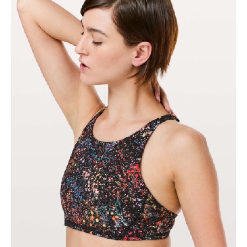 EUC Lululemon Free to Be Bra High Neck Floral Sz 8
